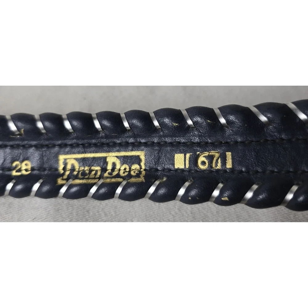 Dun Dee Vintage Belt‎ Strap Full Grain Cowhide Size 28 Blue with Silver Edge